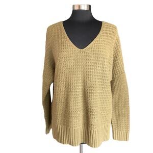 Rachel Zoe Moss Green V-Neck Pullover Sweater Shaker Knit Size Medium